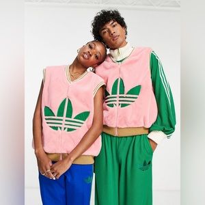 adidas Originals Heritage trefoil logo vest in pink and green NEW SIZE L